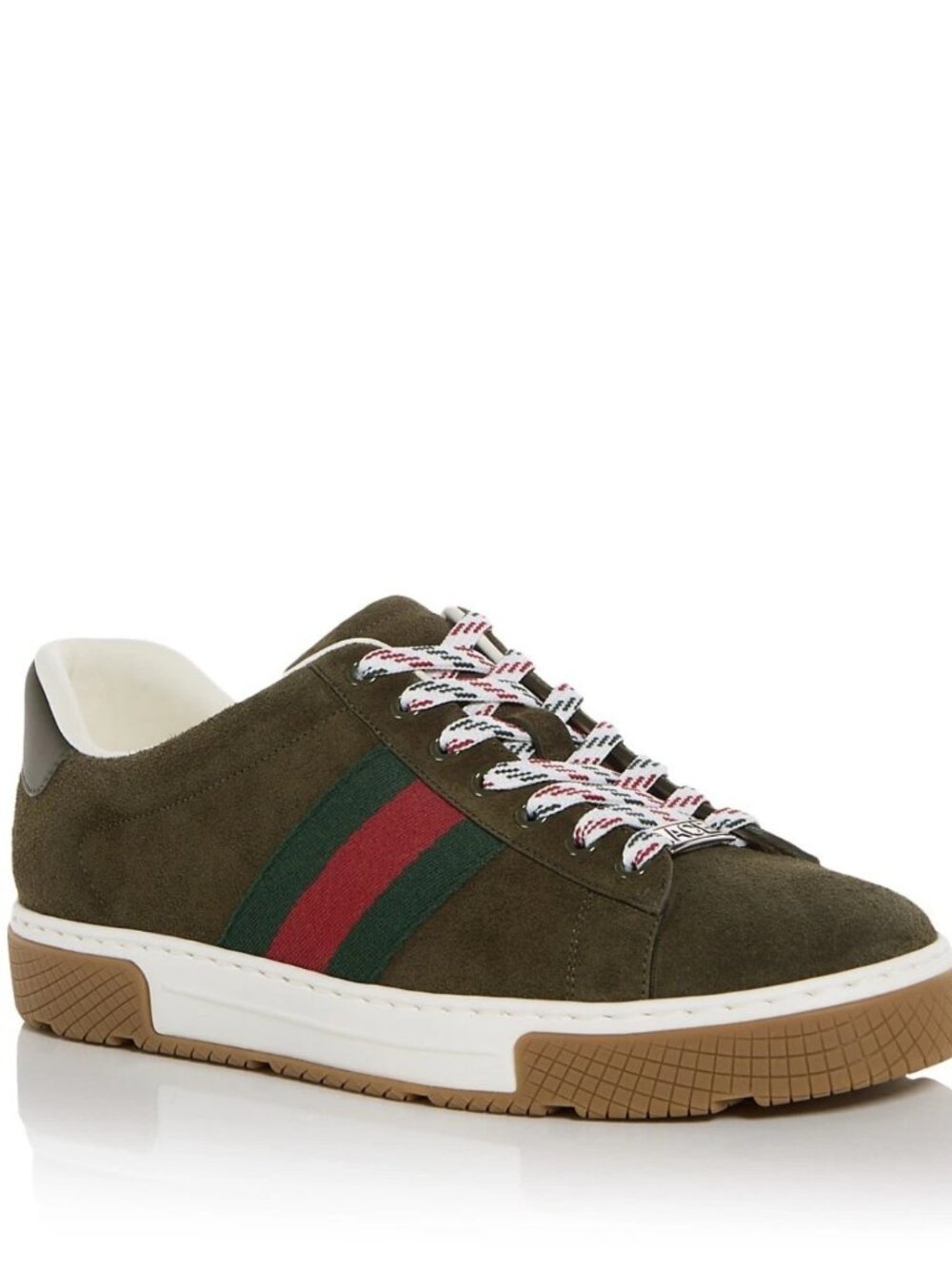 100% AUTHENTIC NEW MEN GUCCI ACE SUEDE GREEN SNEAKER UK 8/US 9